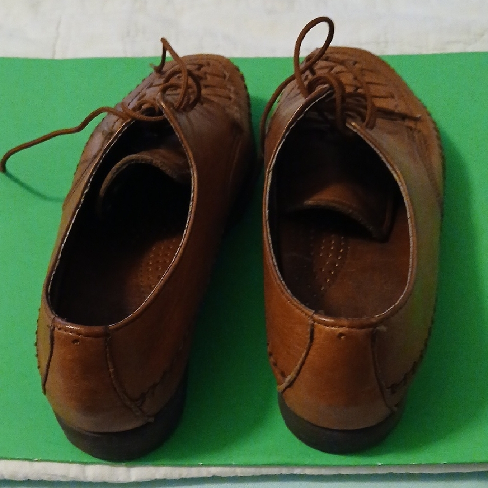 Dexter Cognac Brown Leather Lace-Up Women's Flats